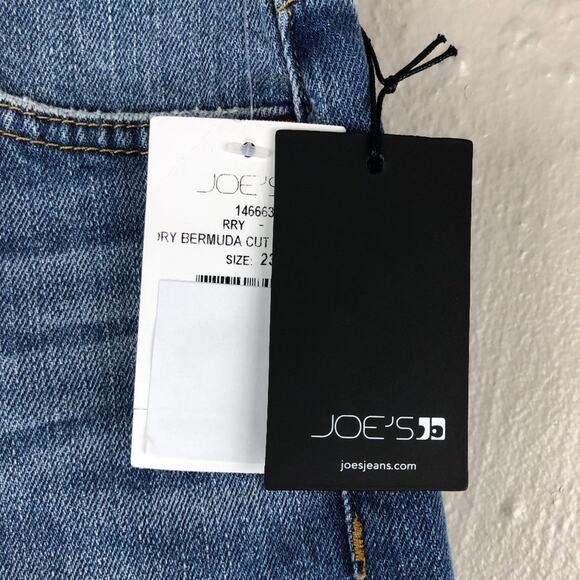 Joe's Jeans Medium Wash Blue Rory Easy Bermuda Raw Hem Zip Closure Denim Shorts - Picture 2 of 12